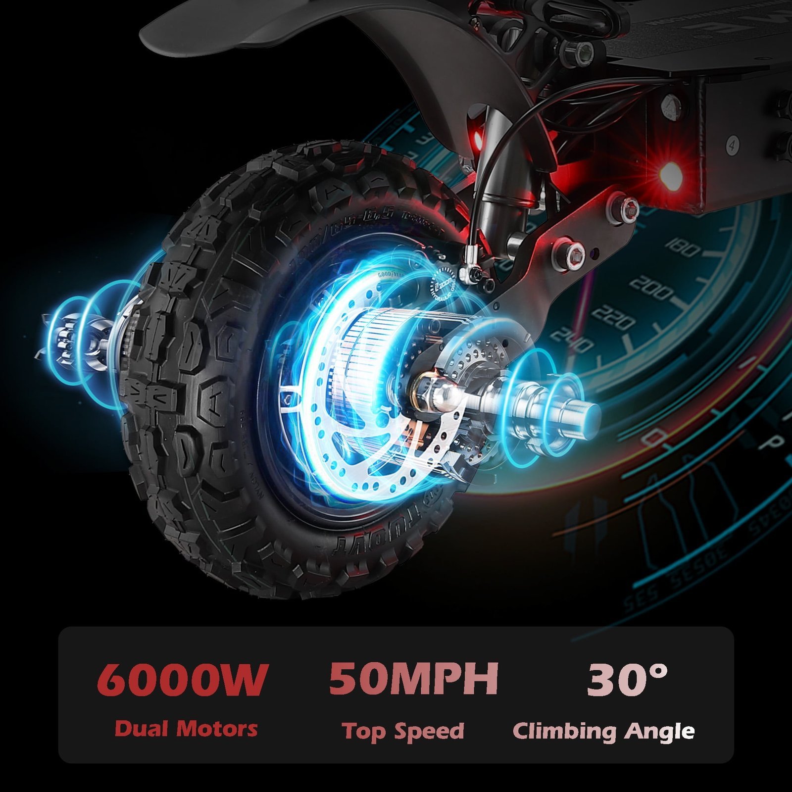M YUME SCOOTER Y11+ Dual Motors 6000W 50 Miles Long Range and 50 mph Fastest Electric Scooter for Adults - Image 4