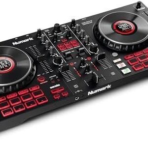 Numark Mixtrack Platinum FX Serato DJ Controller with Jog Wheel Displays, 4 Decks, Mixer, Effects Paddles and (Audio Interface)