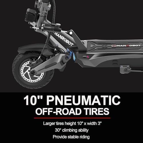 NANROBOT Electric Scooter Adults 50mph Dual Motor Electric Scooter with Suspension 80Miles Range Fast Sports Escooter Folding 10" Off Road Tires 330LBS Max Load Complies with UL2272 Certification - Image 6