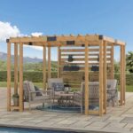 SummerCove 10.5 ft. x 10 ft. Cedar Wood Pergola with Adjustable Hanging Planters